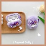 For Apple AirPods 2nd gen. Little Ghost Skull Earphone Case Soft Fluff Earbud Cover with Ring Buckle - Purple