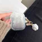 For Apple AirPods 2nd gen. Gradient Shell Grain Square Earphone Case with Pendant - Black