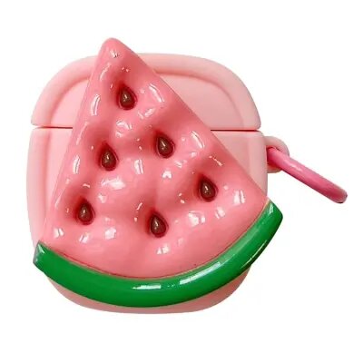 For Apple AirPods 2nd gen. Creative Fruit Earphone Case Silicone Cover with Buckle - Watermelon