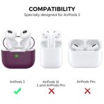 AHASTYLE PT176 For Apple AirPods 3 Silicone Protective Case Bluetooth Earphone Anti-drop Cover with Anti-dust Charging Port Plug - Wine Red