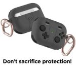For Apple AirPods 3 Game Controller Design Earbuds Case Soft Silicone Full Body Protective Cover with Keychain - Black