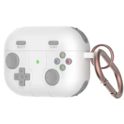 For Apple AirPods 3 Game Controller Design Earbuds Case Soft Silicone Full Body Protective Cover with Keychain - Grey