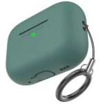 AHASTYLE PT187-G Shockproof Silicone Case for Apple AirPods Pro 2 Earphone Charging Bin Drop Protection Cover with Carrying Loop Strap - Green