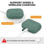 AHASTYLE PT187-G Shockproof Silicone Case for Apple AirPods Pro 2 Earphone Charging Bin Drop Protection Cover with Carrying Loop Strap - Green
