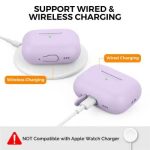 AHASTYLE PT187-G Shockproof Silicone Case for Apple AirPods Pro 2 Earphone Charging Bin Drop Protection Cover with Carrying Loop Strap - Purple