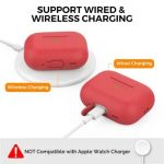 AHASTYLE PT187-G Shockproof Silicone Case for Apple AirPods Pro 2 Earphone Charging Bin Drop Protection Cover with Carrying Loop Strap - Red