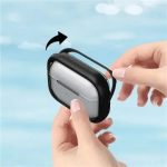 For Apple AirPods Pro 2 Case PC+TPU Bluetooth Earbud Cover Phone Stand with Carabiner - Transparent Black