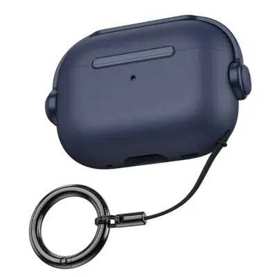 For Apple AirPods Pro 2 Anti-drop Earphone Case Headset Style Dual-color PC+TPU Earbud Cover with Ring Strap - Blue