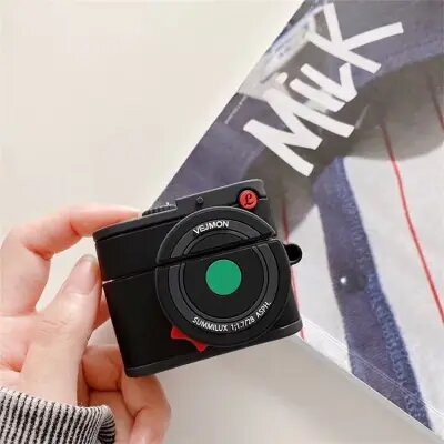 for AirPods Pro Camera Shaped Silicone Headphone Case Wireless Bluetooth Earphone Cover with Finger Holder