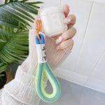 For Apple AirPods 2nd gen.Gradient Color TPU Protective Case Cover with Strap - Transparent