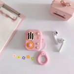 For Apple AirPods 2nd gen. Silicone Case Retro Radio Wireless Earphones Protector - Pink