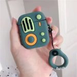 For Apple AirPods 2nd gen. Silicone Case Retro Radio Wireless Earphones Protector - Blackish Green