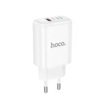 Hoco DC107 Cool dualport PD30W+QC3.0 charger USB-Type-C, USB--A White