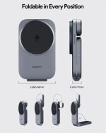 Aukey 3 in-1 15W LC-MC312 MagFusion Z Qi2 Foldable Wireless Charging Station Gray