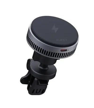 Aukey 15W HD-MC13A MagFusion Dash Pro Qi2 Active Cooling Wireless Charging Phone Mount Gray