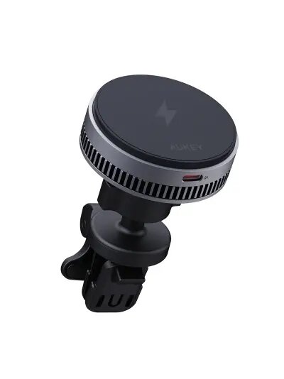 Aukey 15W HD-MC13A MagFusion Dash Pro Qi2 Active Cooling Wireless Charging Phone Mount Gray