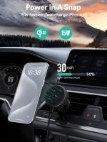Aukey 15W HD-MC13A MagFusion Dash Pro Qi2 Active Cooling Wireless Charging Phone Mount Gray