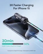 Aukey 65W CC-Y23 Enduro Type-C Dual 2-Port Car Charger Gray