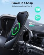 Aukey 15W HD-MC13 Qi2 Wireless Charging Phone Mount Black