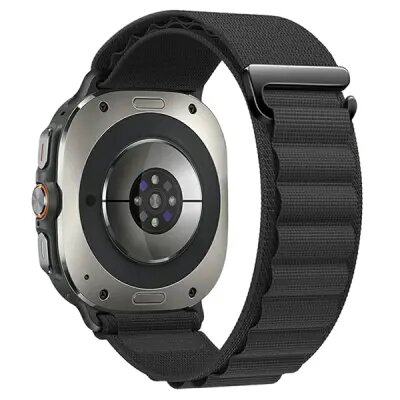 For Samsung Galaxy Watch Ultra 47mm Nylon Watch Strap G Hook Wristband - Black