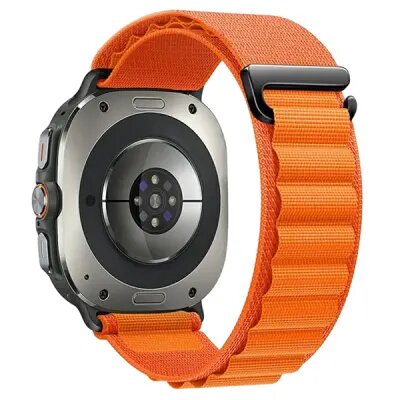 For Samsung Galaxy Watch Ultra 47mm Nylon Watch Strap G Hook Wristband - Orange