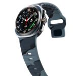 For Samsung Galaxy Watch Ultra 47mm Silicone Watch Band Breathable Sport  Watch Strap - Black Grey Camouflage