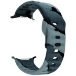 For Samsung Galaxy Watch Ultra 47mm Silicone Watch Band Breathable Sport  Watch Strap - Black Grey Camouflage