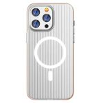 For iPhone 16 Pro Case Compatible with MagSafe Corrugated Texture Hard PC Matte Phone Cover - Orange Edge