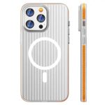 For iPhone 16 Pro Case Compatible with MagSafe Corrugated Texture Hard PC Matte Phone Cover - Orange Edge