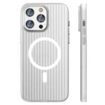 For iPhone 16 Pro Case Compatible with MagSafe Corrugated Texture Hard PC Matte Phone Cover - White Edge