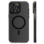 For iPhone 16 Pro Max Case Compatible with MagSafe Corrugated Texture Hard PC Matte Phone Cover - Black Edge