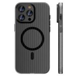 For iPhone 16 Pro Max Case Compatible with MagSafe Corrugated Texture Hard PC Matte Phone Cover - Grey Edge