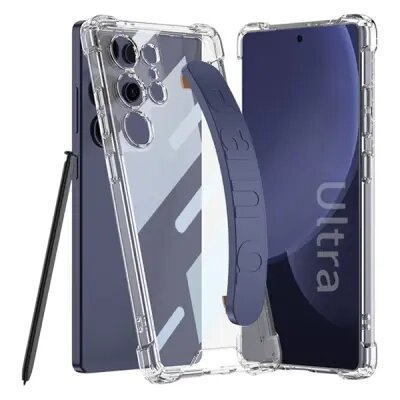 GKK 10873 For Samsung S25 Ultra Case Airbag Shockproof Phone Cover with Wrist Strap - Blue