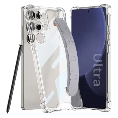 GKK 10873 For Samsung S25 Ultra Case Airbag Shockproof Phone Cover with Wrist Strap - Grey