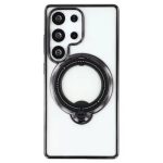 For Samsung Galaxy S25 Ultra Case Kickstand PC+TPU Magnetic Phone Cover - Black