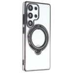 For Samsung Galaxy S25 Ultra Case Kickstand PC+TPU Magnetic Phone Cover - Black