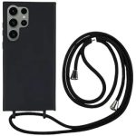 For Samsung Galaxy S25 Ultra Case TPU Soft Shockproof Phone Cover with Adjustable Lanyard - Black
