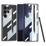 For Samsung Galaxy S25 Ultra Crossbody Case Flexible TPU Fiber Lining Anti-Shock Phone Cover - Black