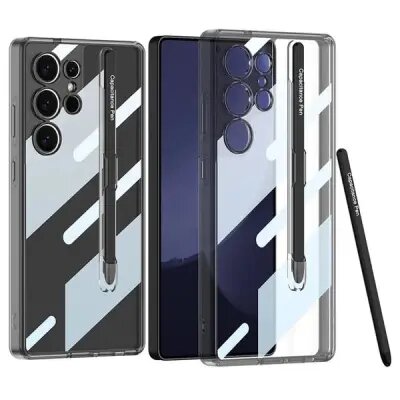 For Samsung Galaxy S25 Ultra Crossbody Case Flexible TPU Fiber Lining Anti-Shock Phone Cover - Black