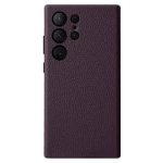MELKCO For Samsung Galaxy S25 Ultra Case Genuine Cow Leather + PC Anti Drop Phone Back Cover - Black