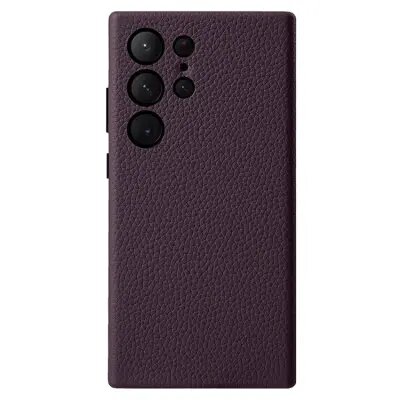MELKCO For Samsung Galaxy S25 Ultra Case Genuine Cow Leather + PC Anti Drop Phone Back Cover - Black