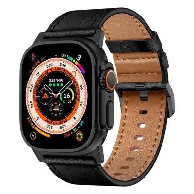 3 2 1 42mm Genuine Cow Leather Band - Black Connecto