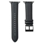 3 2 1 42mm Genuine Cow Leather Watch Band - Black