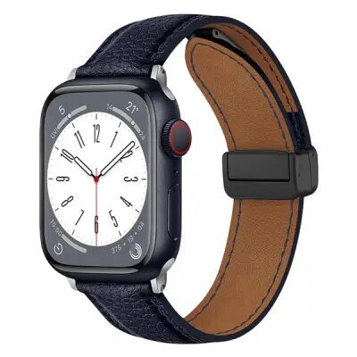 3 2 1 42mm Litchi Texture Leather Strap - Dark Blue