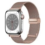 KALEBOL Magnetic Buckle Watch Band for Apple Watch Series 10 9 8 7 SE 6 5 4 3 2 1 42mm 41mm 40mm 38mm Stainless Steel Strap - Rose Gold