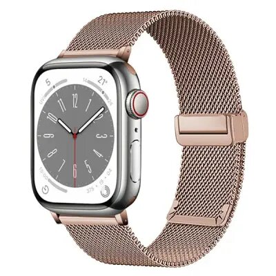 KALEBOL Magnetic Buckle Watch Band for Apple Watch Series 10 9 8 7 SE 6 5 4 3 2 1 42mm 41mm 40mm 38mm Stainless Steel Strap - Rose Gold