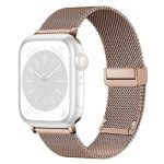 KALEBOL Magnetic Buckle Watch Band for Apple Watch Series 10 9 8 7 SE 6 5 4 3 2 1 42mm 41mm 40mm 38mm Stainless Steel Strap - Rose Gold