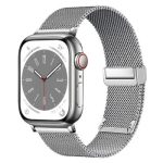 KALEBOL Magnetic Buckle Watch Band for Apple Watch Series 10 9 8 7 SE 6 5 4 3 2 1 42mm 41mm 40mm 38mm Stainless Steel Strap - Silver