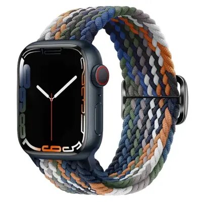 3 2 1 38mm Watch Band Braided Nylon Strap - Denim Multi-Color