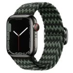 3 2 1 38mm Watch Band Braided Nylon Strap - W-Shape Black+Green